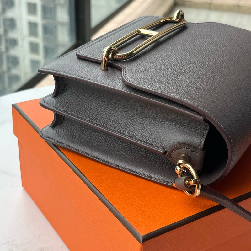 🌈Hermes🧡Mini Roulis 19🧡石器灰金扣🧡99新🌈Evercolor皮🌟-3