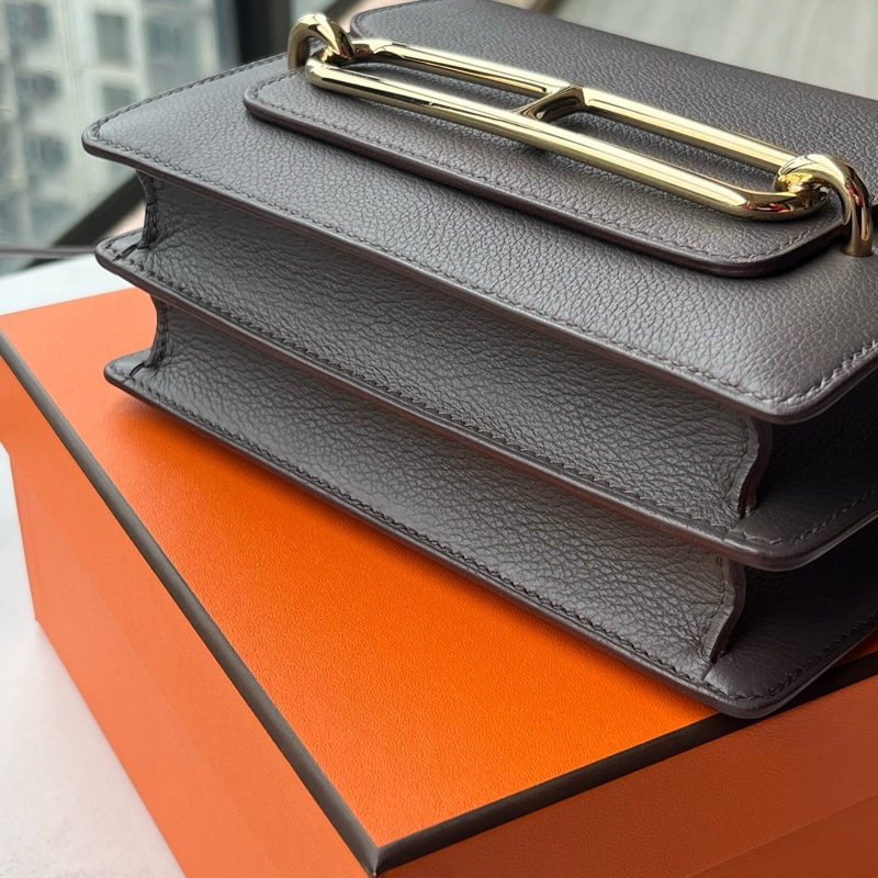 🌈Hermes🧡Mini Roulis 19🧡石器灰金扣🧡99新🌈Evercolor皮🌟-8
