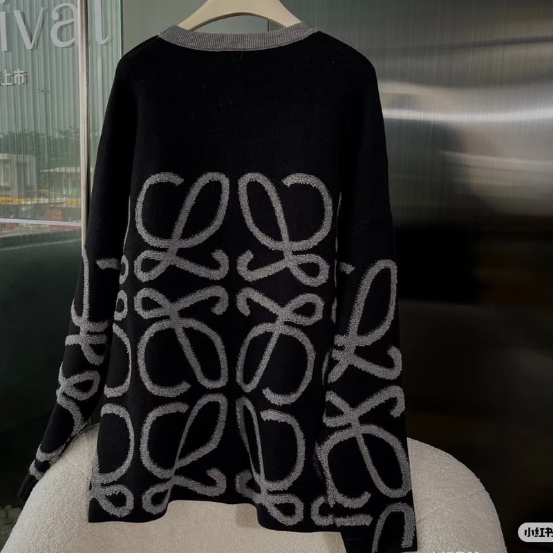 Loewe 毛巾部提花logo針織毛衣-0