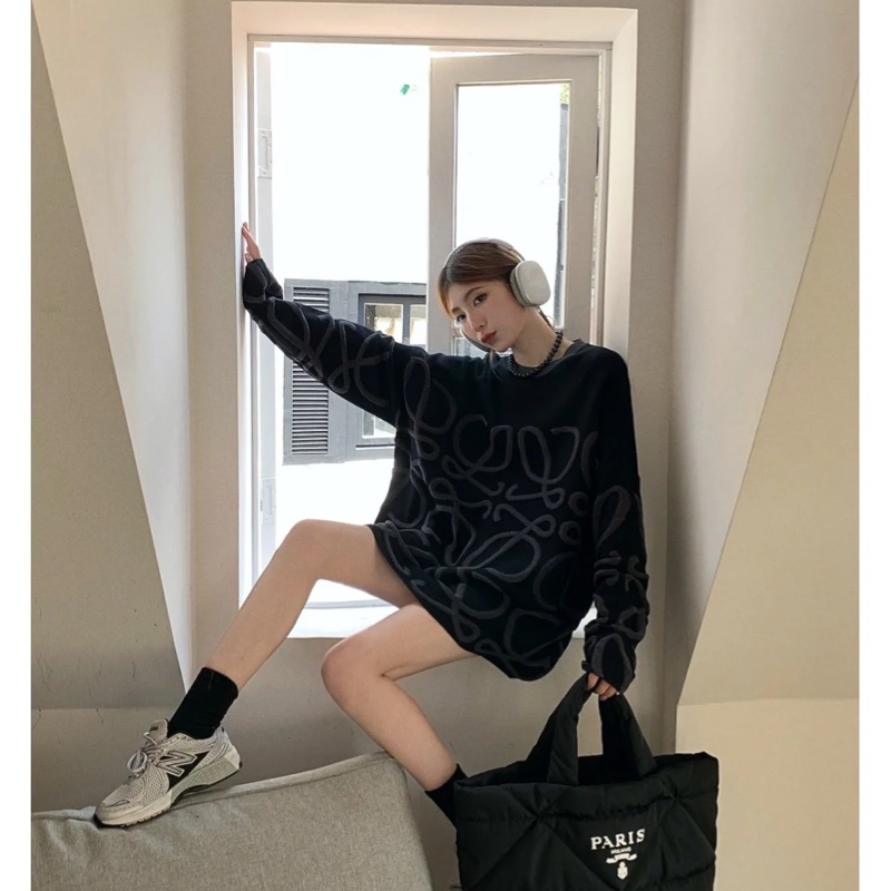 Loewe 毛巾部提花logo針織毛衣-8