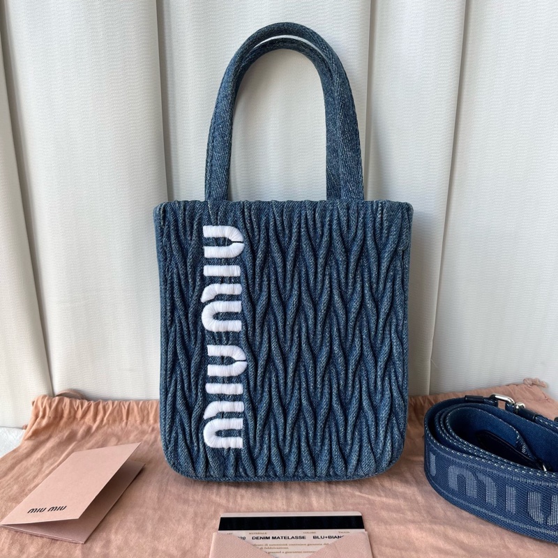 MIUMIU 牛仔丹寧琴譜包 手提單肩斜挎包 附件防塵袋 肩帶-0