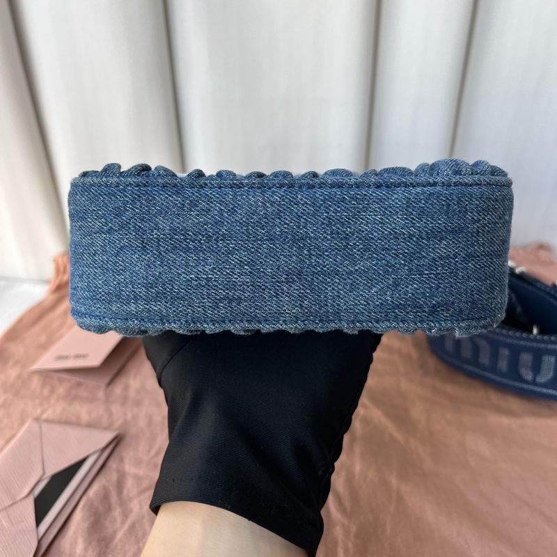 MIUMIU 牛仔丹寧琴譜包 手提單肩斜挎包 附件防塵袋 肩帶-6