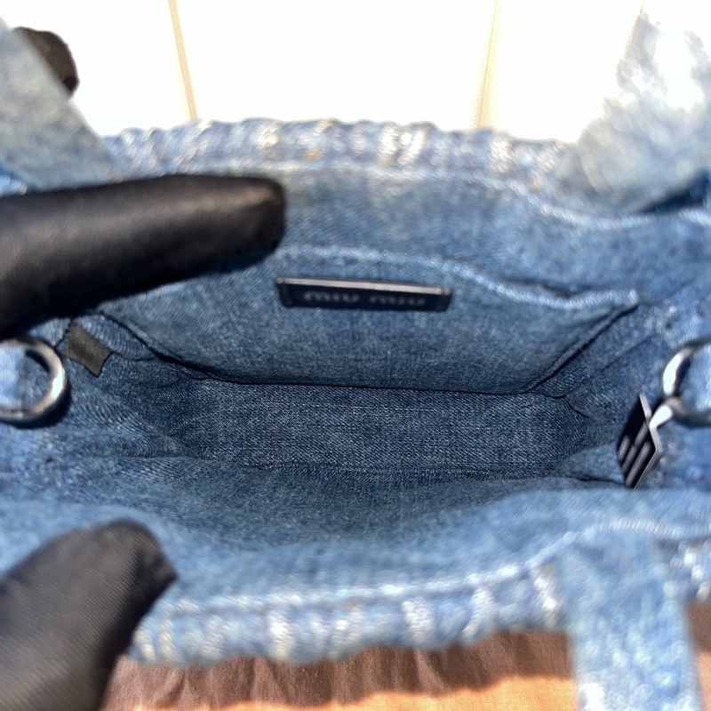 MIUMIU 牛仔丹寧琴譜包 手提單肩斜挎包 附件防塵袋 肩帶-7