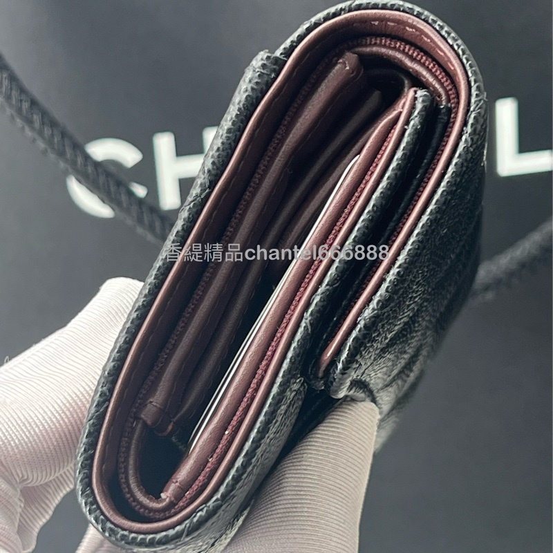 💗香緹國際精品💗 618 Chanel | 淡金荔枝牛短夾 極新 全配 台灣購證-2