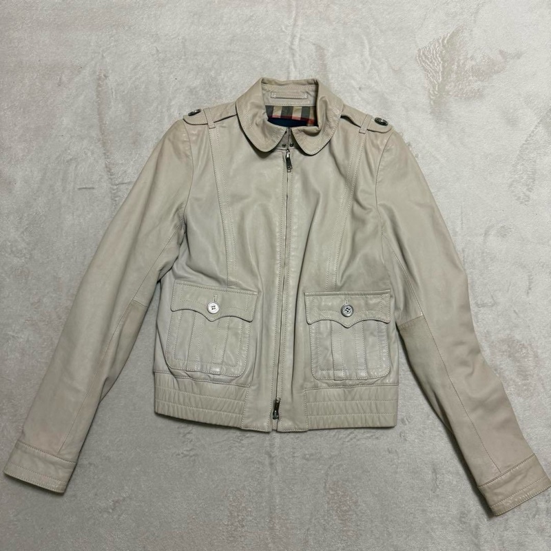 Burberry 皮衣外套 杏色-1