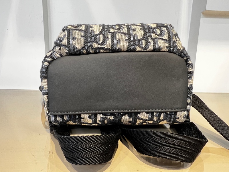 Dior 藍緹花拼黑牛皮Rider Mini金釦手提後背包-3