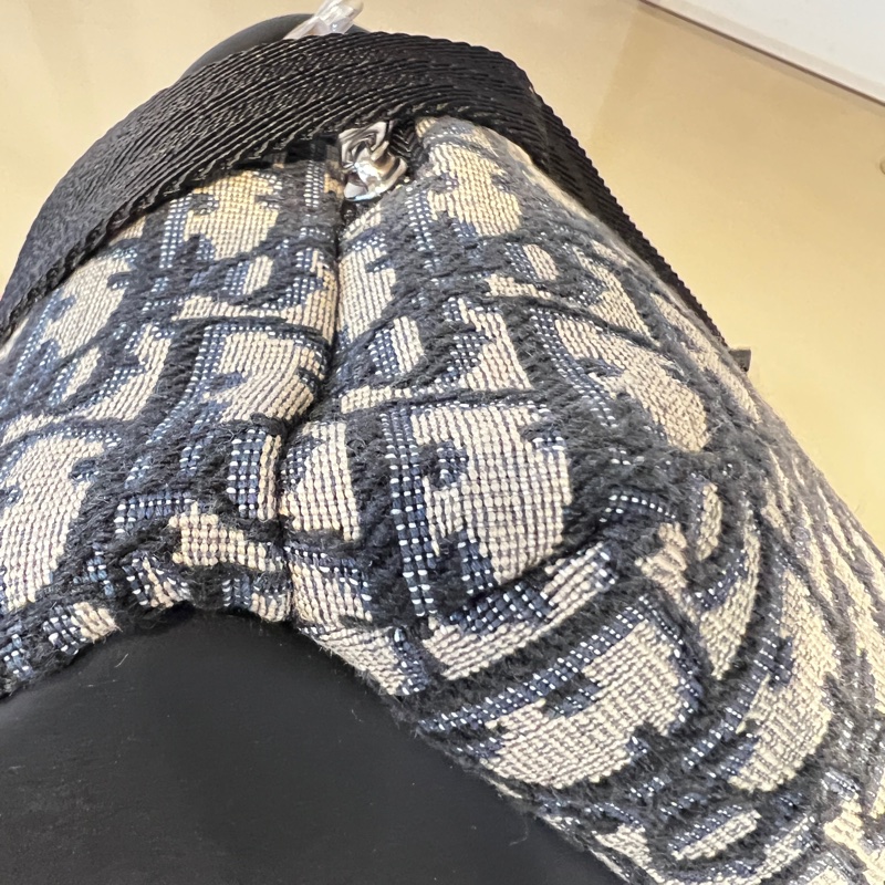 Dior 藍緹花拼黑牛皮Rider Mini金釦手提後背包-13