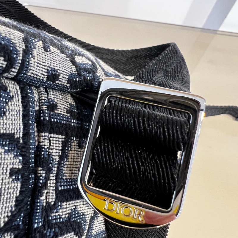 Dior 藍緹花拼黑牛皮Rider Mini金釦手提後背包-16