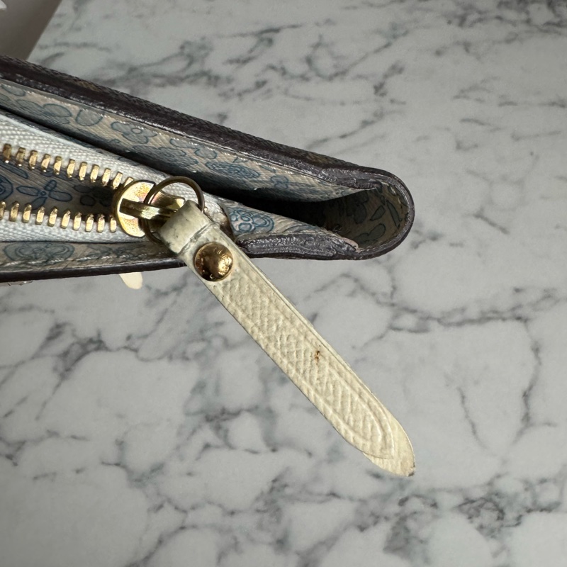 LV花紋內白/藍釦式短夾-17