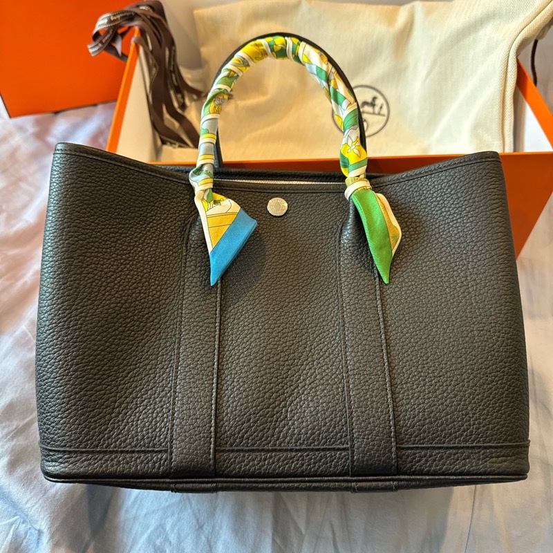 Hermes Garden Party 30 黑銀 (Negonda皮革）-0
