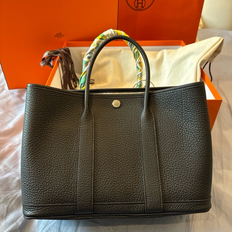 Hermes Garden Party 30 黑銀 (Negonda皮革）-1