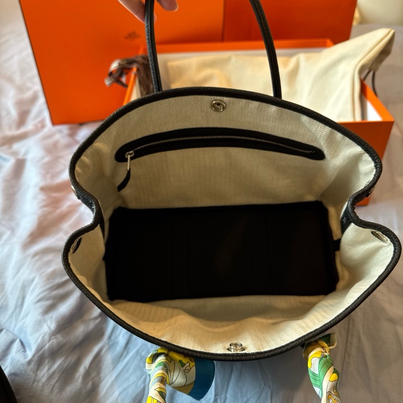 Hermes Garden Party 30 黑銀 (Negonda皮革）-11