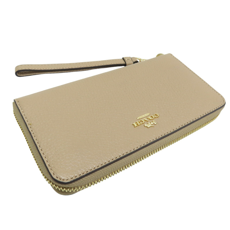 卡其色 牛皮 拉鍊長夾【COACH 寇馳】-2