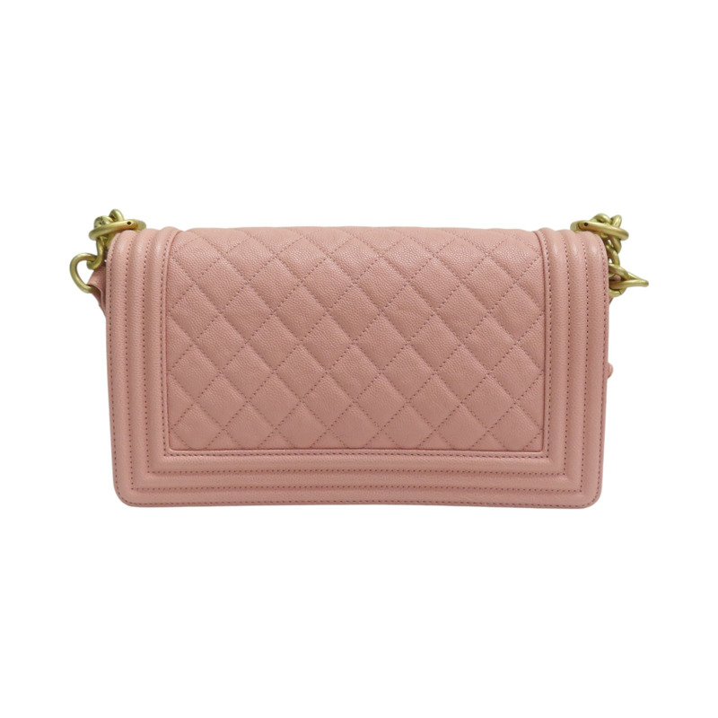 粉紅色 荔枝紋牛皮  Boy25cm 金扣 鍊帶 肩背包【CHANEL 香奈兒】 A67086-1