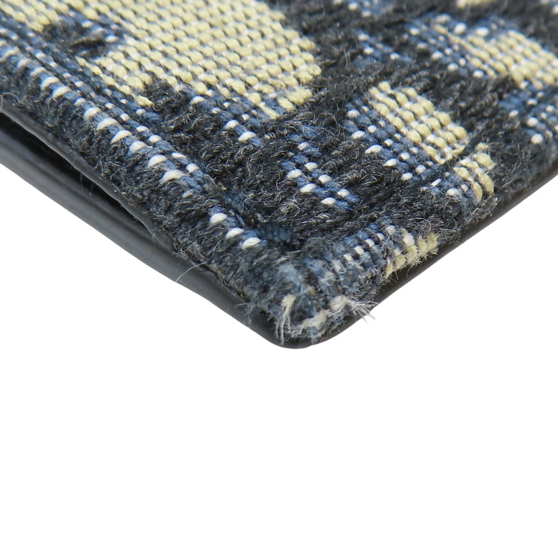 藍色 緹花帆布 牛皮 零錢包 名片夾【Dior 迪奧 】-8