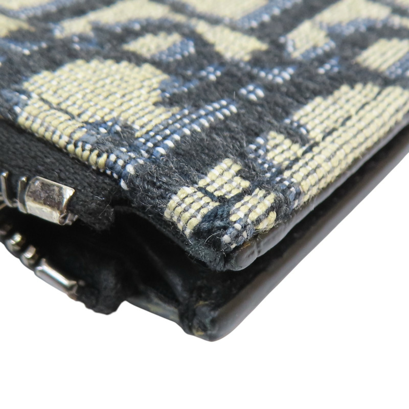 藍色 緹花帆布 牛皮 零錢包 名片夾【Dior 迪奧 】-9
