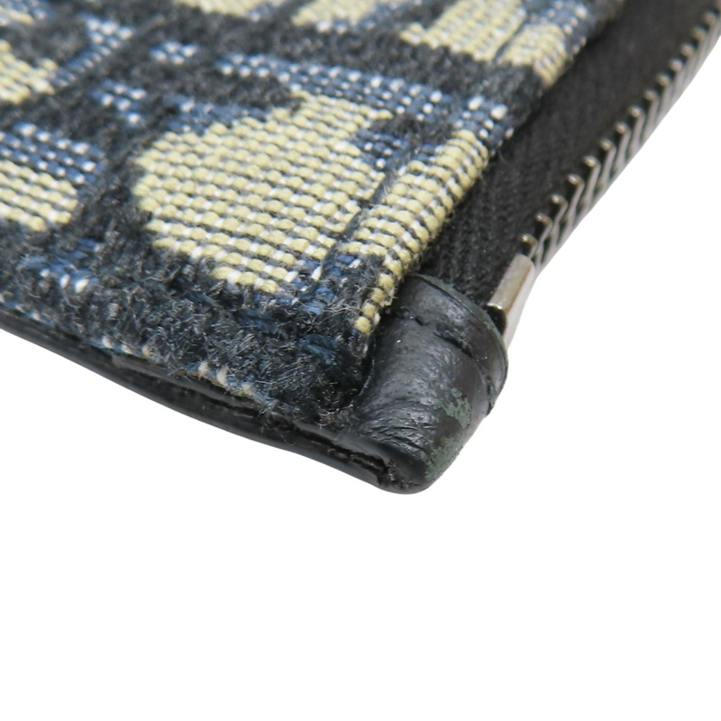 藍色 緹花帆布 牛皮 零錢包 名片夾【Dior 迪奧 】-10