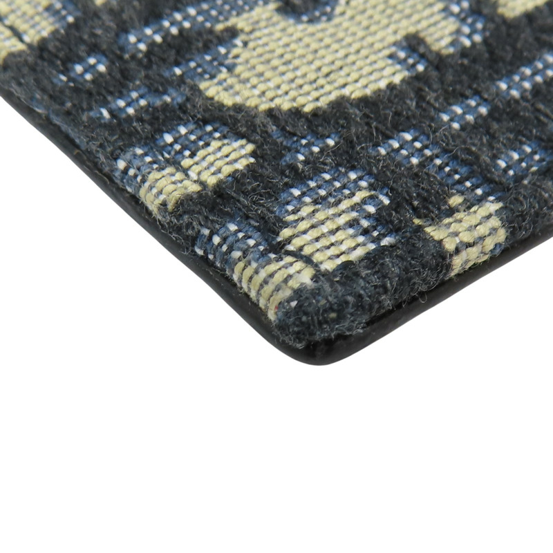 藍色 緹花帆布 牛皮 零錢包 名片夾【Dior 迪奧 】-11