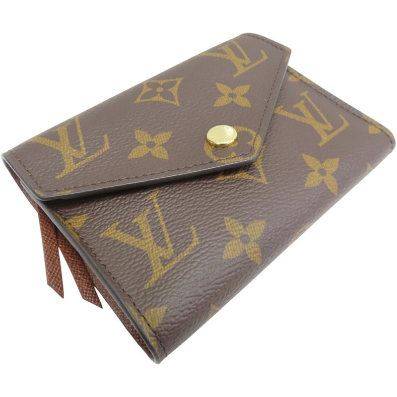 棕色 原花帆布 三折 Victorine 扣式短夾【LOUIS VUITTON LV 路易威登】 M62472-2