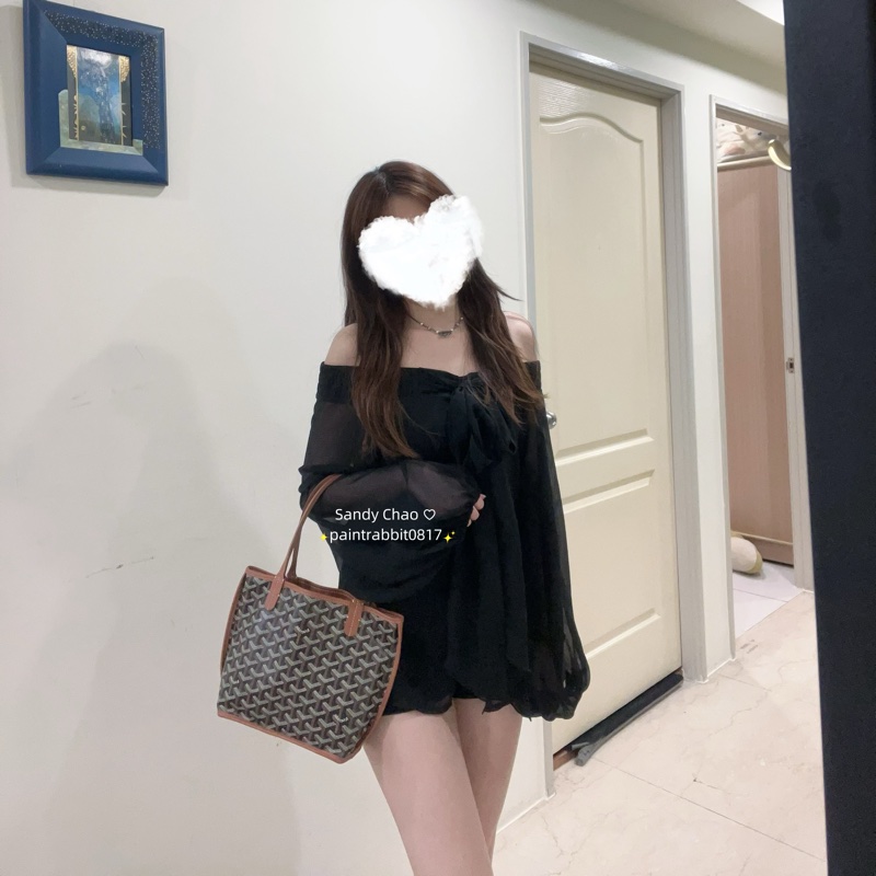 ෆ Goyard Mini Tote 焦糖黑-4