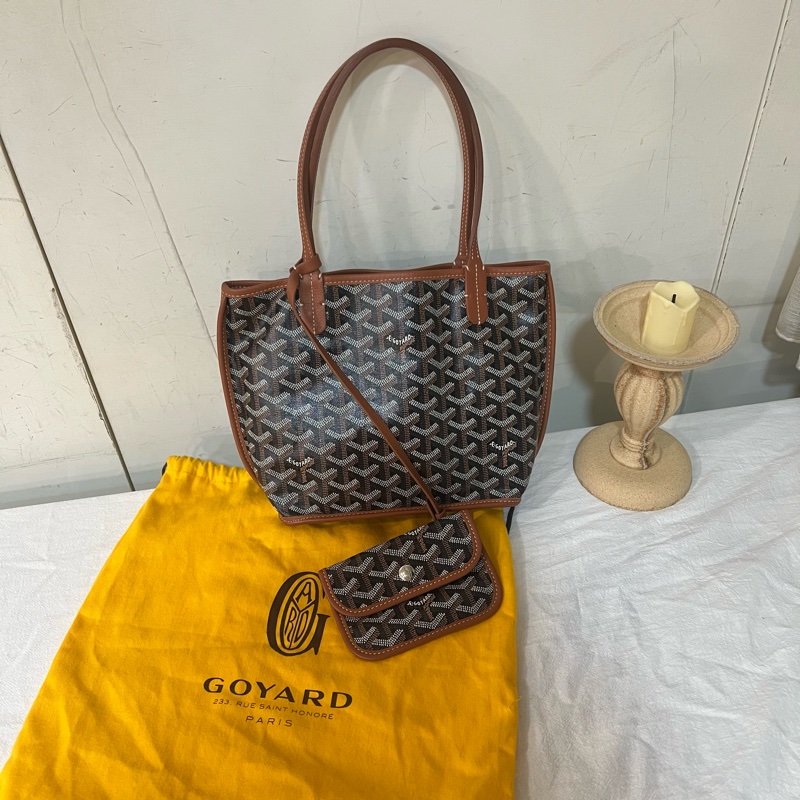 ෆ Goyard Mini Tote 焦糖黑-7