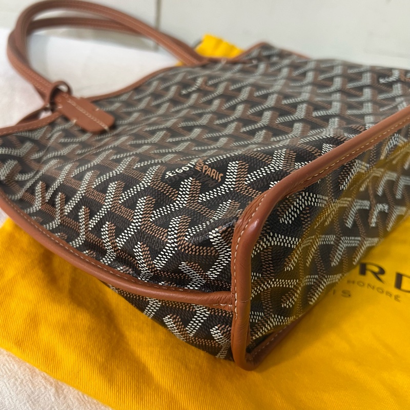 ෆ Goyard Mini Tote 焦糖黑-13