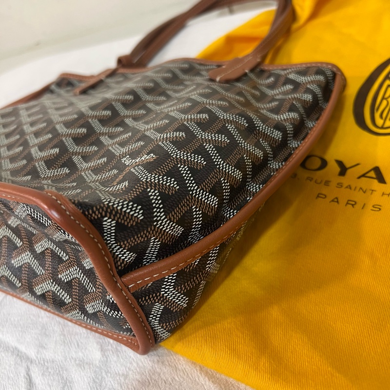ෆ Goyard Mini Tote 焦糖黑-15