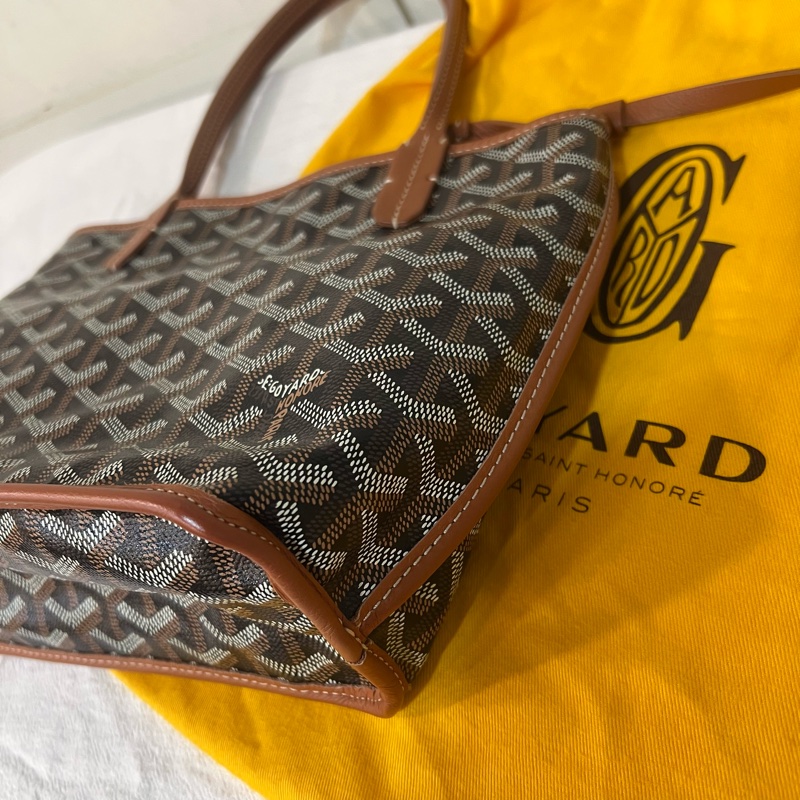 ෆ Goyard Mini Tote 焦糖黑-19