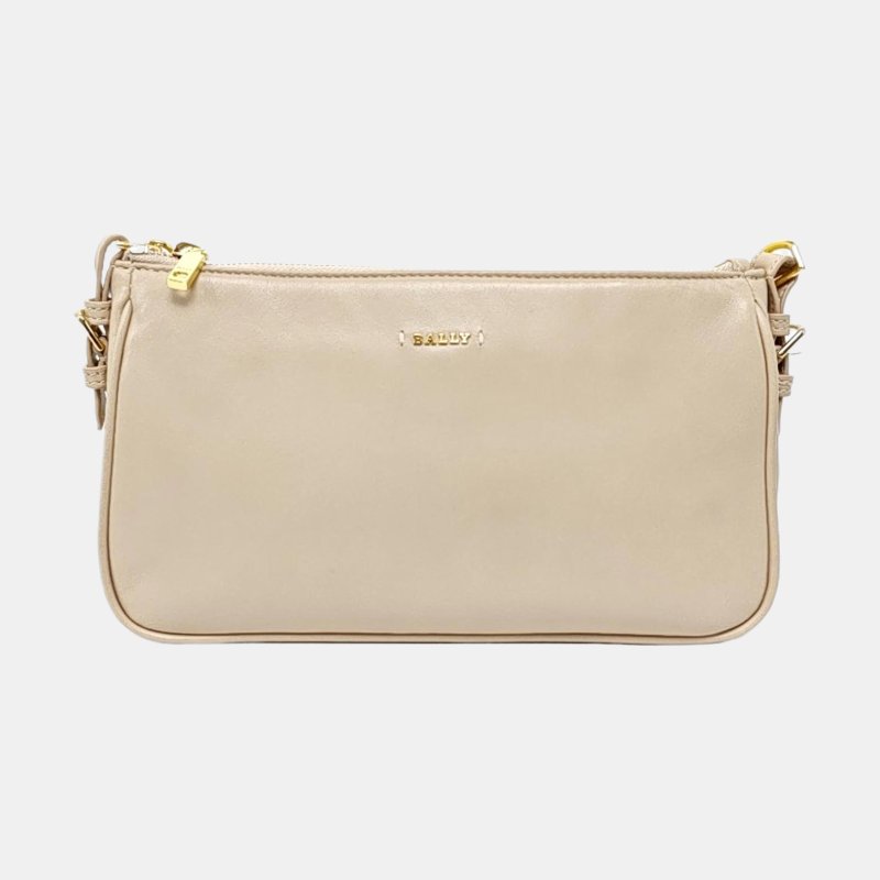 BALIY 托特包淺粉色羊皮印花絎縫單肩包斜挎包金色五金子袋2條可拆卸肩帶 9.8新-4