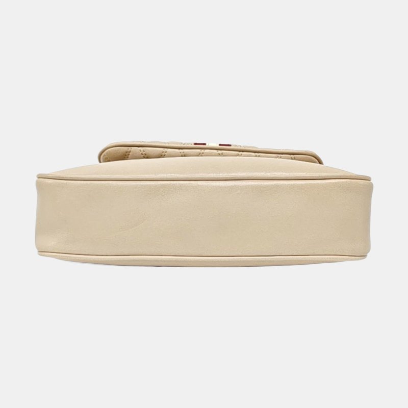 BALIY 托特包淺粉色羊皮印花絎縫單肩包斜挎包金色五金子袋2條可拆卸肩帶 9.8新-5