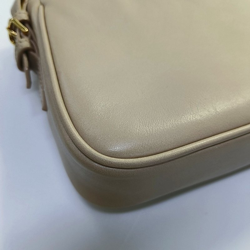 BALIY 托特包淺粉色羊皮印花絎縫單肩包斜挎包金色五金子袋2條可拆卸肩帶 9.8新-10