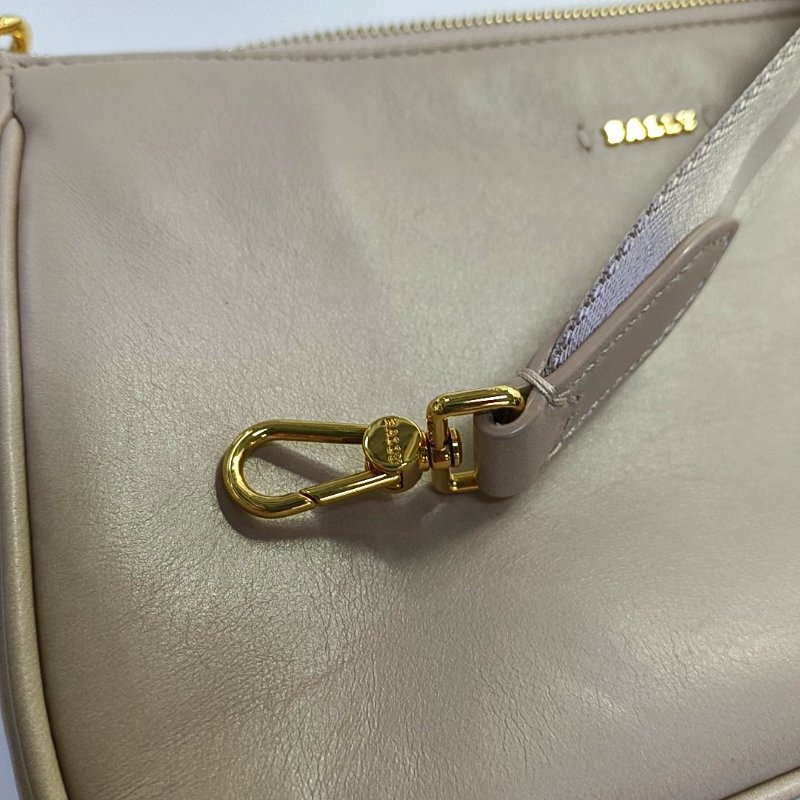 BALIY 托特包淺粉色羊皮印花絎縫單肩包斜挎包金色五金子袋2條可拆卸肩帶 9.8新-13