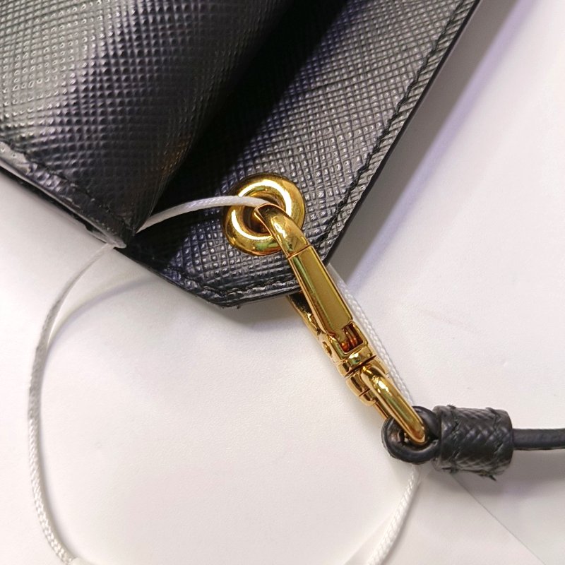 PRADA 黑色牛皮印花十字紋手提包單肩包斜挎包 金色五金 2條可拆卸肩帶 配件齊全 9.8新-8