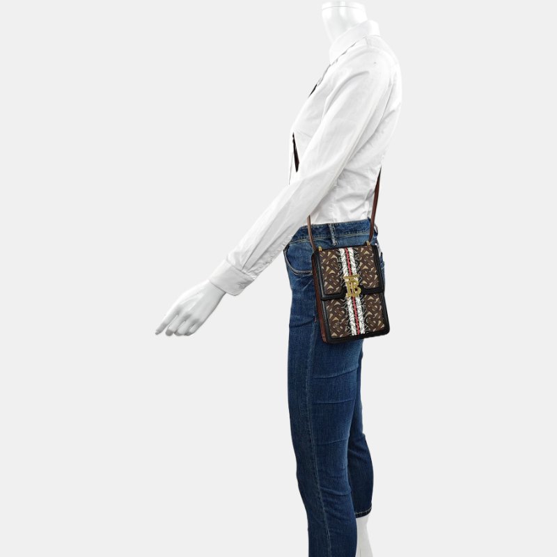 BURBERRY Robin 多色塗層帆布TB斜挎包單肩包 金色五金 可拆卸肩帶 9.8新-1