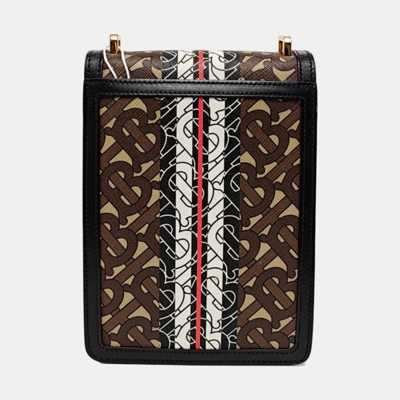 BURBERRY Robin 多色塗層帆布TB斜挎包單肩包 金色五金 可拆卸肩帶 9.8新-4