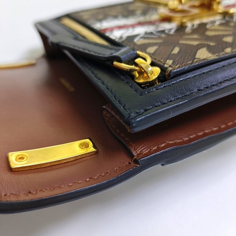 BURBERRY Robin 多色塗層帆布TB斜挎包單肩包 金色五金 可拆卸肩帶 9.8新-7