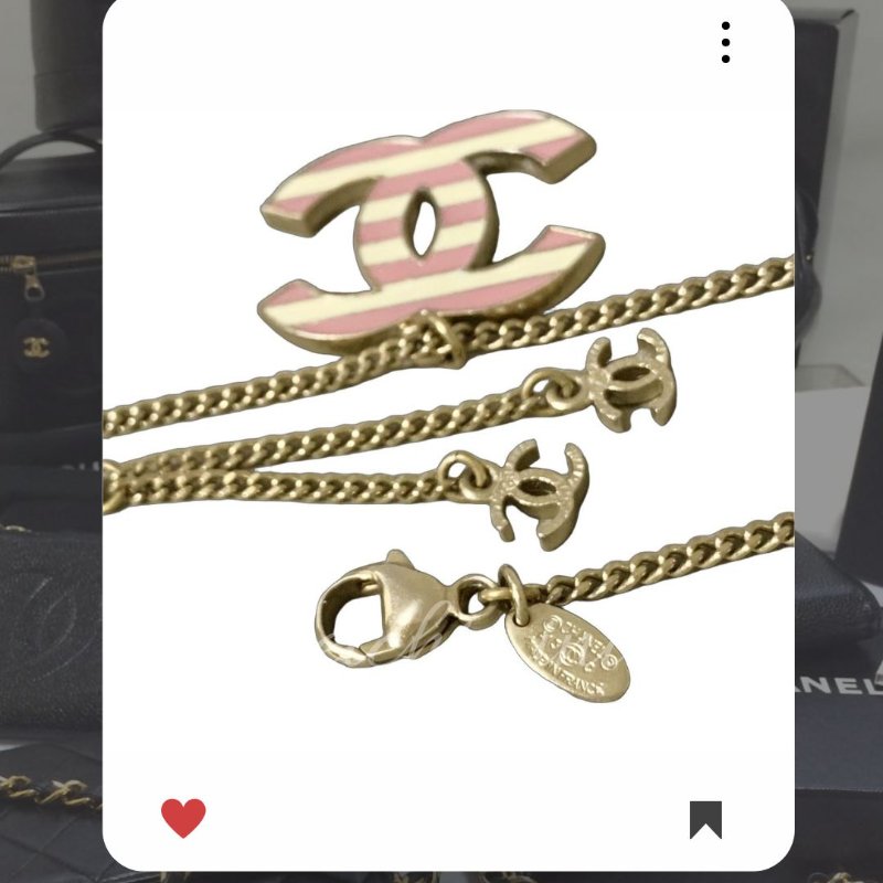🛍️🎁 雙11🔥 11月新品上架 🔥💖 ✨超美新款 !香奈兒 Chanel Coco 粉紅色項鍊 和金色邊框 象牙色X金色項鍊 🌟項鍊 🔥 香奈兒熱賣款 香奈兒項鏈 CHANEL NECKLACE-5