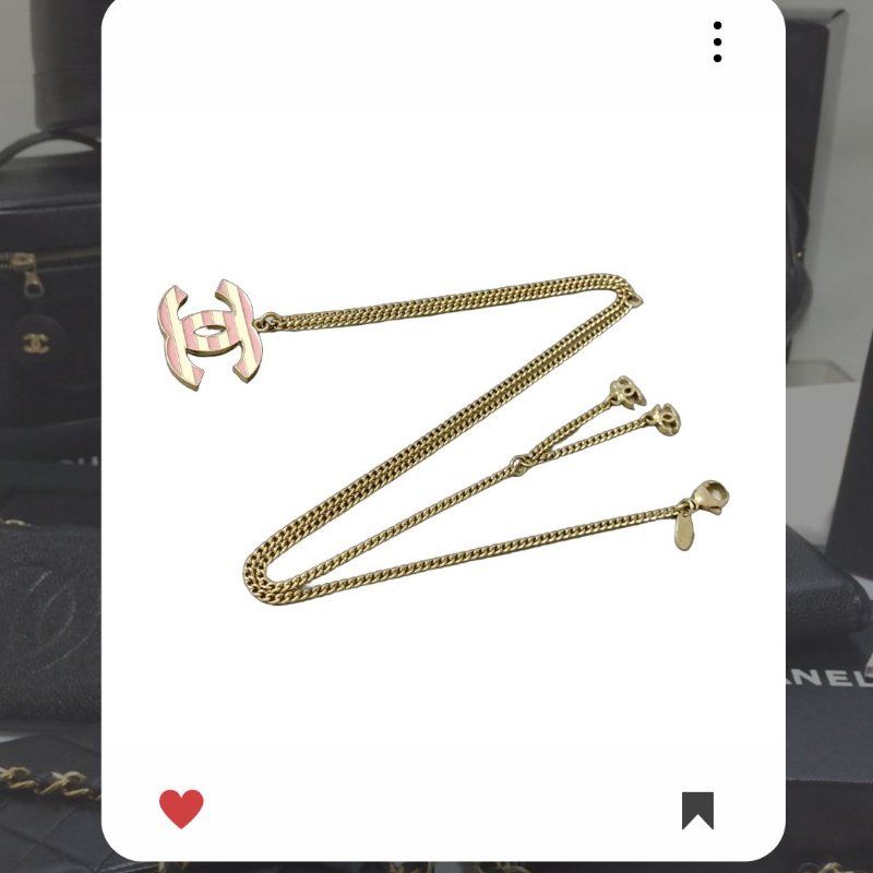 🛍️🎁 雙11🔥 11月新品上架 🔥💖 ✨超美新款 !香奈兒 Chanel Coco 粉紅色項鍊 和金色邊框 象牙色X金色項鍊 🌟項鍊 🔥 香奈兒熱賣款 香奈兒項鏈 CHANEL NECKLACE-6