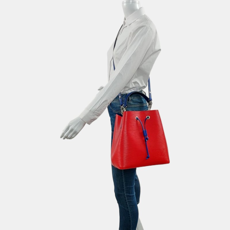 LOUIS VUITTON NÉONOÉ 中號紅色EPI牛皮水波紋水桶包單肩包手提包斜挎包 銀色五金 2條可拆卸肩帶 配件齊全 9.8新-1