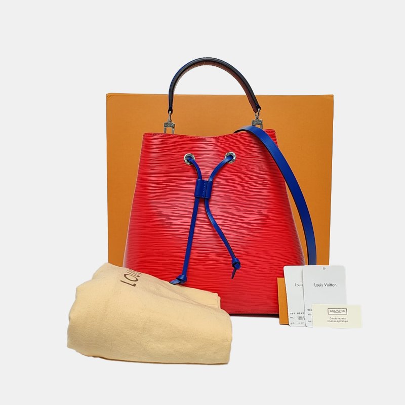 LOUIS VUITTON NÉONOÉ 中號紅色EPI牛皮水波紋水桶包單肩包手提包斜挎包 銀色五金 2條可拆卸肩帶 配件齊全 9.8新-7