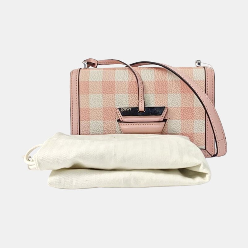 LOEWE Barcelona 多色牛皮單肩包斜挎包 銀色五金 可拆卸肩帶 9.8新-7