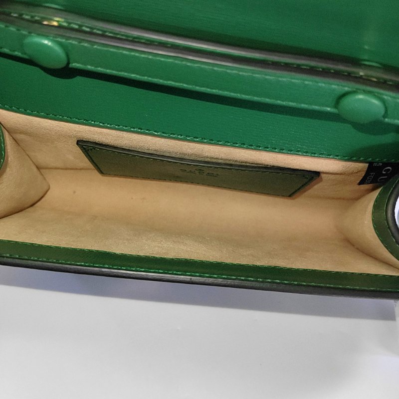 GUCCI Horsebit 1955 迷你綠色皮革馬銜扣單肩包斜挎包 綠色五金可拆卸肩帶 9.8新-6