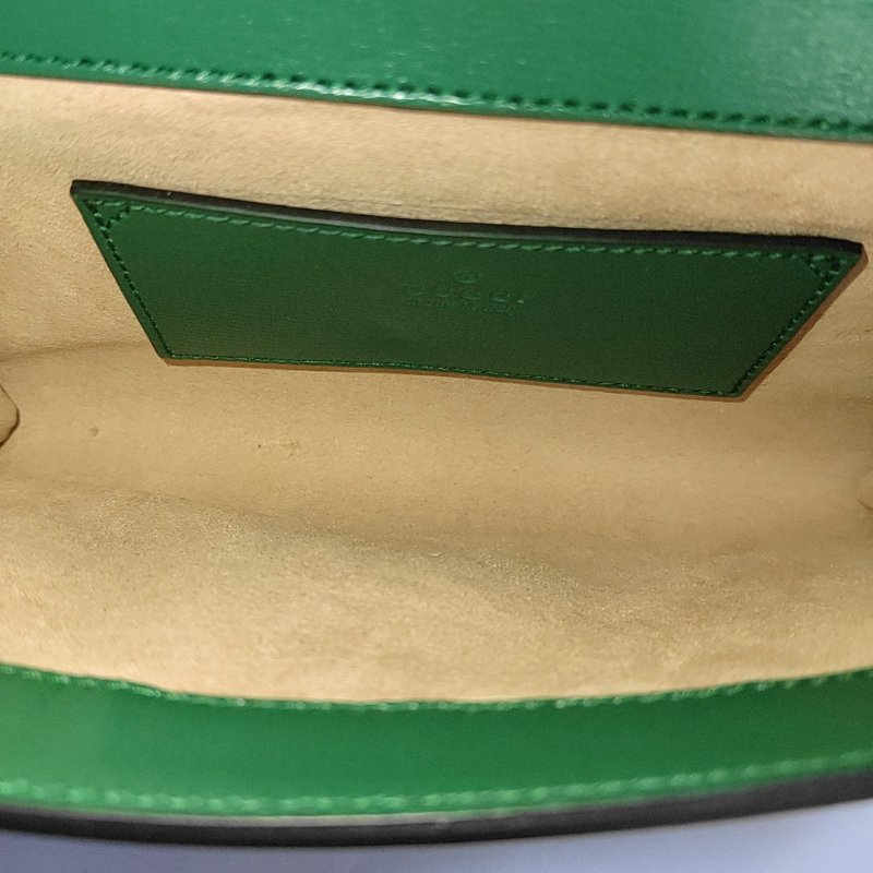 GUCCI Horsebit 1955 迷你綠色皮革馬銜扣單肩包斜挎包 綠色五金可拆卸肩帶 9.8新-9
