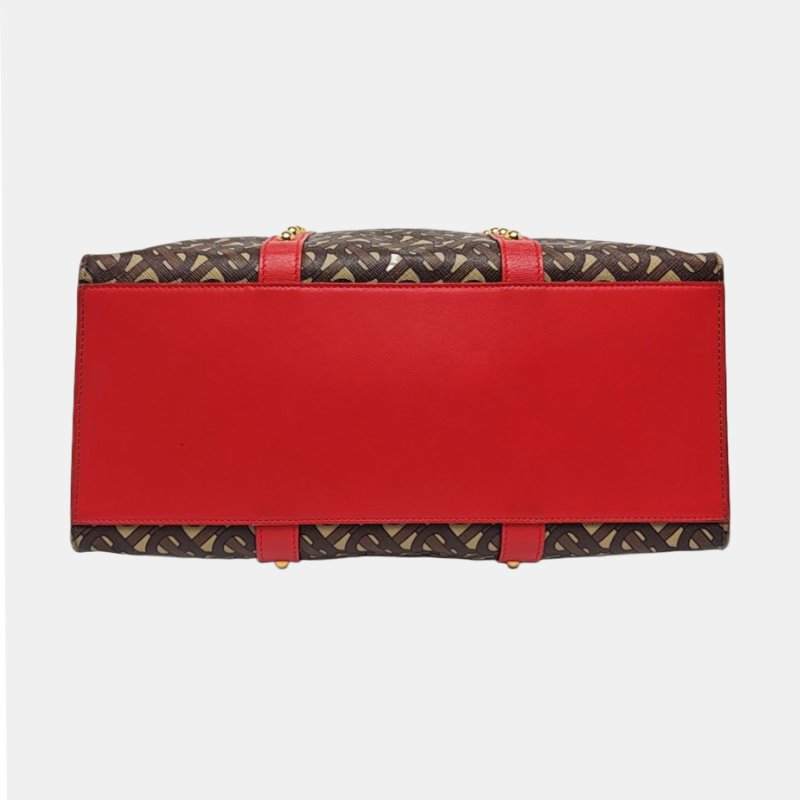 BURBERRY 托特包多色塗層帆布鉚釘手提包 金色五金-5