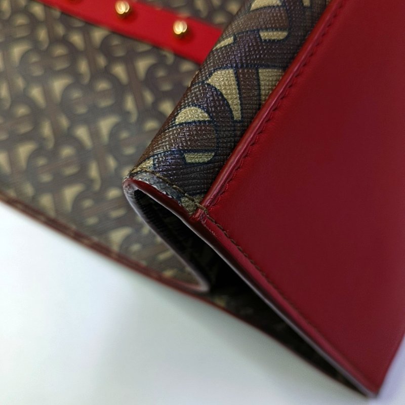 BURBERRY 托特包多色塗層帆布鉚釘手提包 金色五金-10