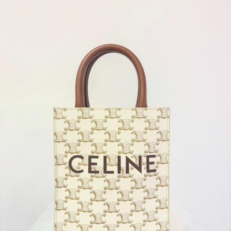 CELINE白PVC LOGO 小琴譜二用包-0
