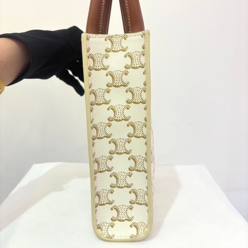 CELINE白PVC LOGO 小琴譜二用包-3