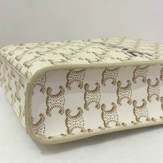 CELINE白PVC LOGO 小琴譜二用包-5