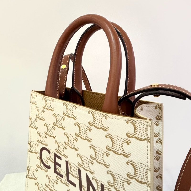 CELINE白PVC LOGO 小琴譜二用包-7