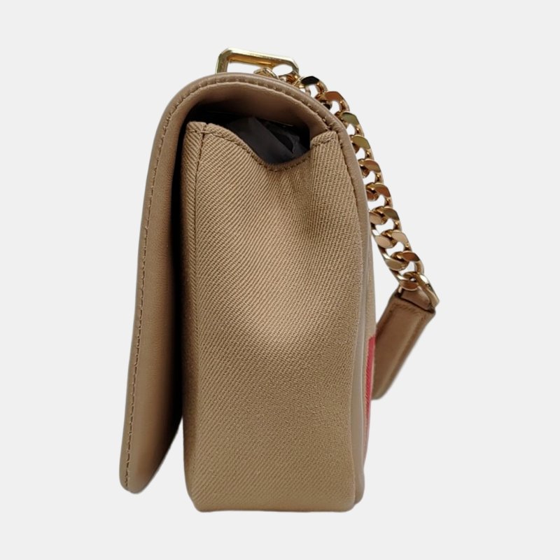 BURBERRY Lola 小號 卡其色織物絎縫斜挎包單肩包 金色五金-2